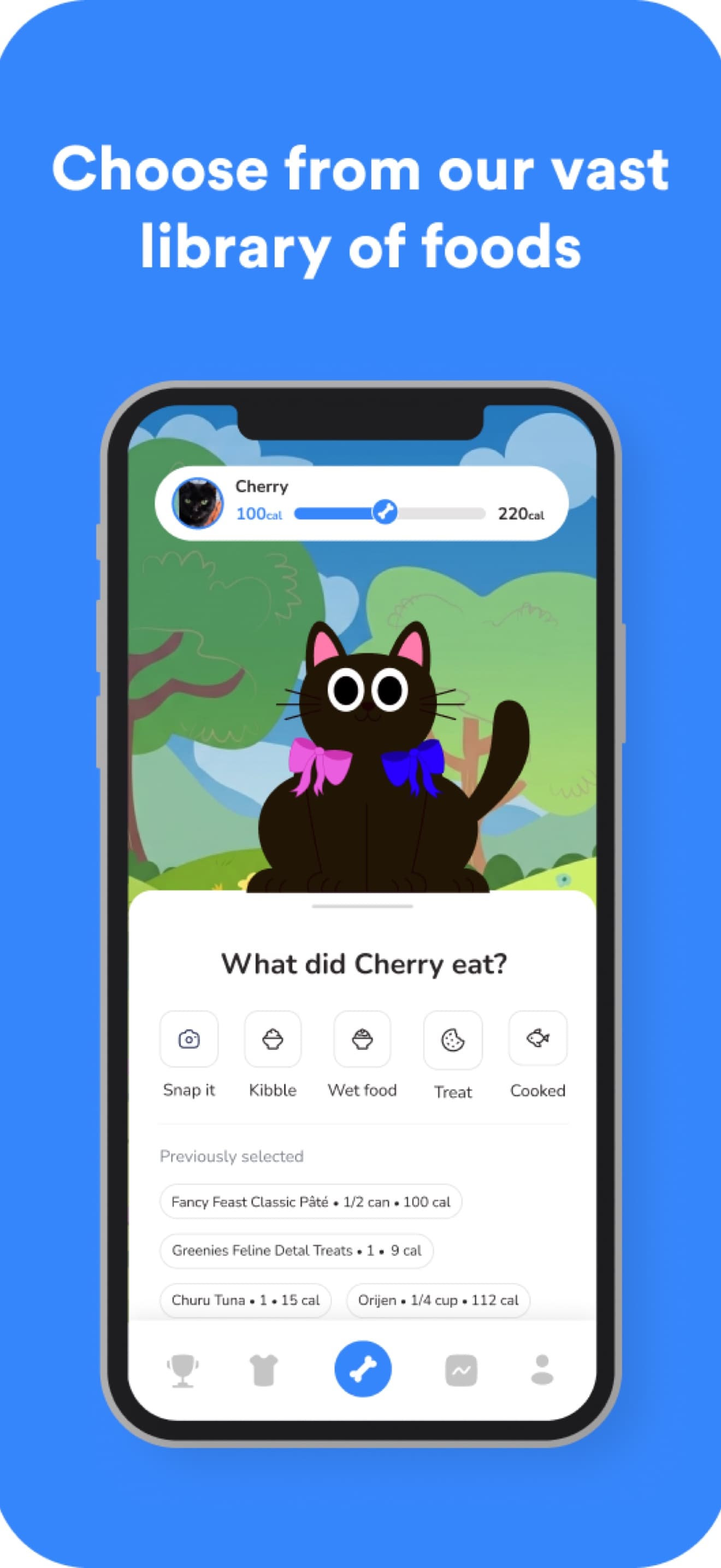 Chubby App Store screenshot showing the pet food library